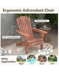 Gouun 1 Piece Folding Adirondack Chair with High Backrest and Wide Armrests