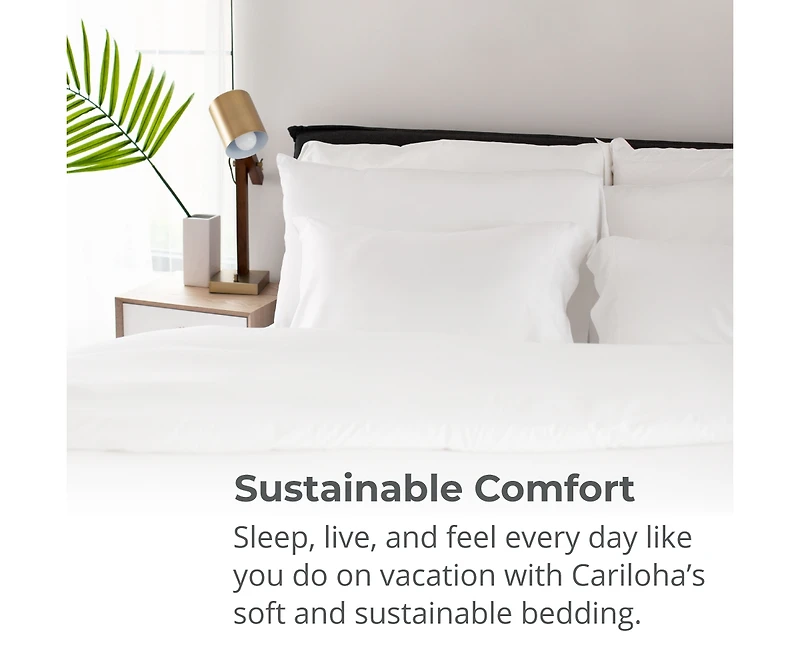 Cariloha Luxurious Sateen Duvet Cover | Queen | Solid White | Viscose Material | Soft, Comfortable & Wicks Moisture