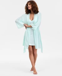 I.n.c. International Concepts Women's Lace-Trim Knit Wrap Robe
