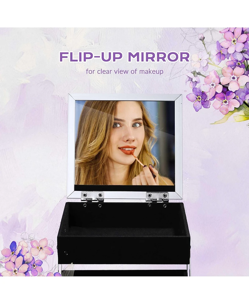 Byootique Makeup Train Case Cosmetic Organizer w/ Mirror Artist Grace ForgetMeNot