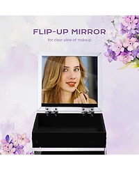 Byootique Makeup Train Case Cosmetic Organizer w/ Mirror Artist Grace ForgetMeNot