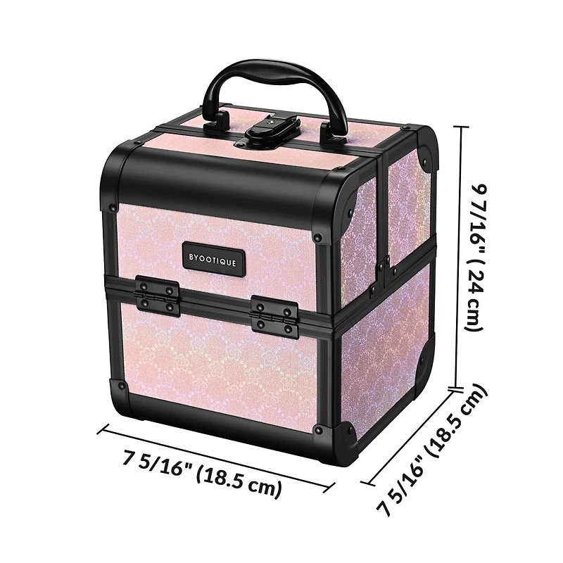 Byootique Makeup Train Case Cosmetic Organizer w/ Mirror Artist Grace ForgetMeNot