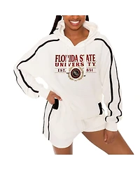 Gameday Couture Women's Cream Florida State Seminoles Down, Set, Go Pullover Hoodie and Shorts Set