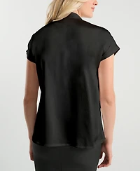 Marion Maternity Short Sleeve Satin Shell Top with Concealed Nursing Zip
