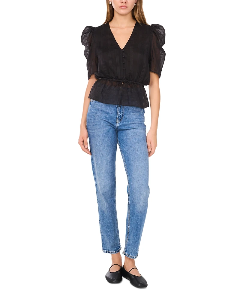 1.state Women's Puff-Sleeve Peplum Top