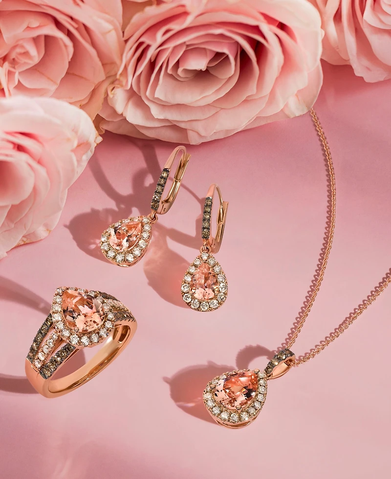 Le Vian Peach Morganite (1-1/10 ct. t.w.), Nude Diamond (1/4 ct. t.w.) & Chocolate Diamond (1/20 ct. t.w.) Pendant 20" Adjustable Necklace in 14k Stra