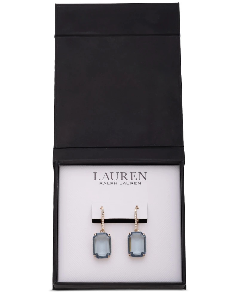 Lauren Ralph Gold-Tone Octagon Stone Leverback Drop Earrings