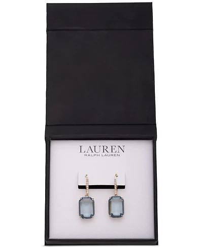 Lauren Ralph Gold-Tone Octagon Stone Leverback Drop Earrings