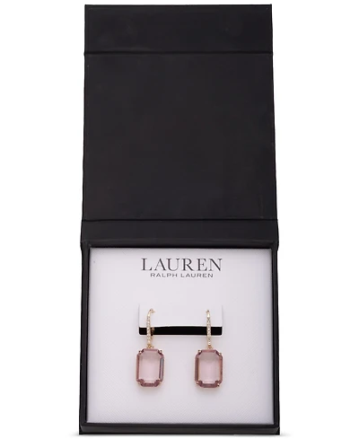 Lauren Ralph Gold-Tone Octagon Stone Leverback Drop Earrings