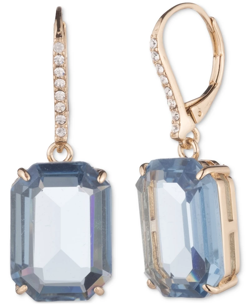 Lauren Ralph Gold-Tone Octagon Stone Leverback Drop Earrings