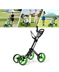 Gymax 4 Wheels Folding Golf Push Cart W/ Adjustable Handle Foot Brake