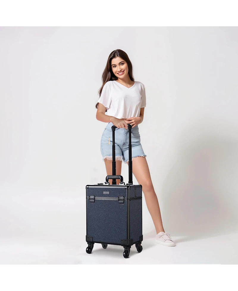 Byootique Rolling Makeup Train Case Cosmetic Trolley Organizer Rococo