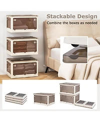 Costway Pack Stackable Storage Bins with Lids 34.5 Gallon Collapsible Plastic Container Box