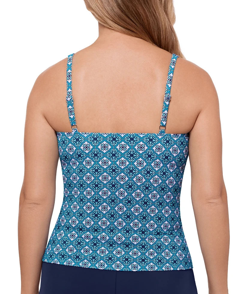 Swim Solutions Women's Printed Tummy-Control Tankini Top, Exclusively at Macy's