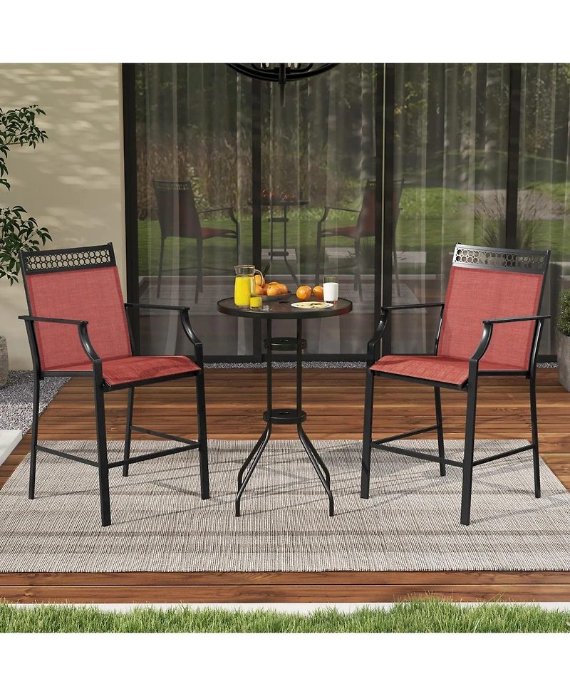 Gouun Outdoor Counter Stools Set of 2 Heavy-Duty Barstools with Footrest and Armrests