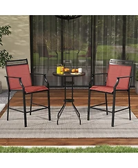 Gouun Outdoor Counter Stools Set of 2 Heavy-Duty Barstools with Footrest and Armrests