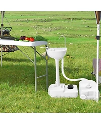 Yescom 17L Portable Camping Sink w/ Pump & 2 Pcs 24L Water Tank, Small Handwashing Station For Rv Travel Outdoor Party