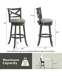 Swivel Bar Stools Set of Bar Height Chairs with Hollow Back Soft-padded Seat