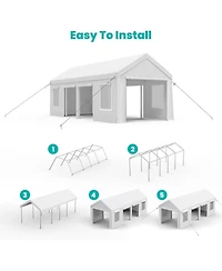 gaomon Carport Heavy Duty, 13x25ft Portable Carport with Reinforced Steel Poles, Upgraded Portable Garage with Doors & Window, Uv Resistant All-Season