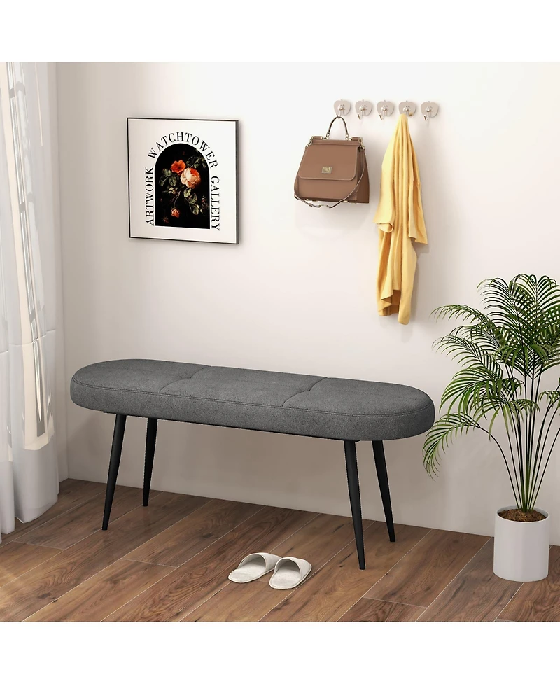 Gouun 47 Inch Upholstered Entryway Bench with Heavy-duty Metal Frame