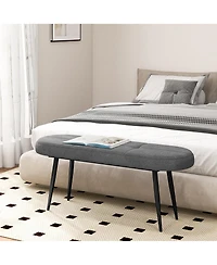 Gymax 47'' Upholstered Entryway Bench w/ Padded Seat & Heavy-duty Metal Frame