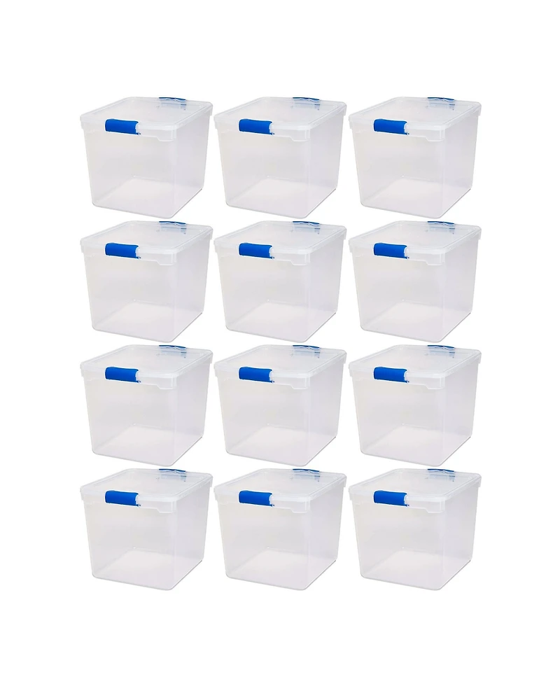 Homz 31 Quart Heavy Duty Clear Plastic Stackable Storage Containers, 12 Pack