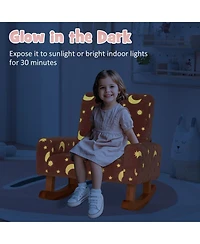 Gouun Kids Rocking Chair Upholstered Flannel Children Rocker with Solid Poplar Wood Rocking Feet