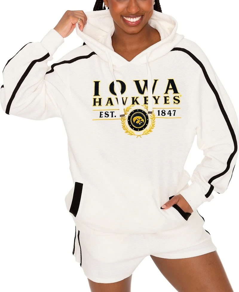 Gameday Couture Women's Cream Iowa Hawkeyes Down, Set, Go Pullover Hoodie and Shorts Set