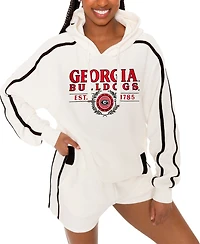 Gameday Couture Women's Cream Georgia Bulldogs Down, Set, Go Pullover Hoodie and Shorts Set