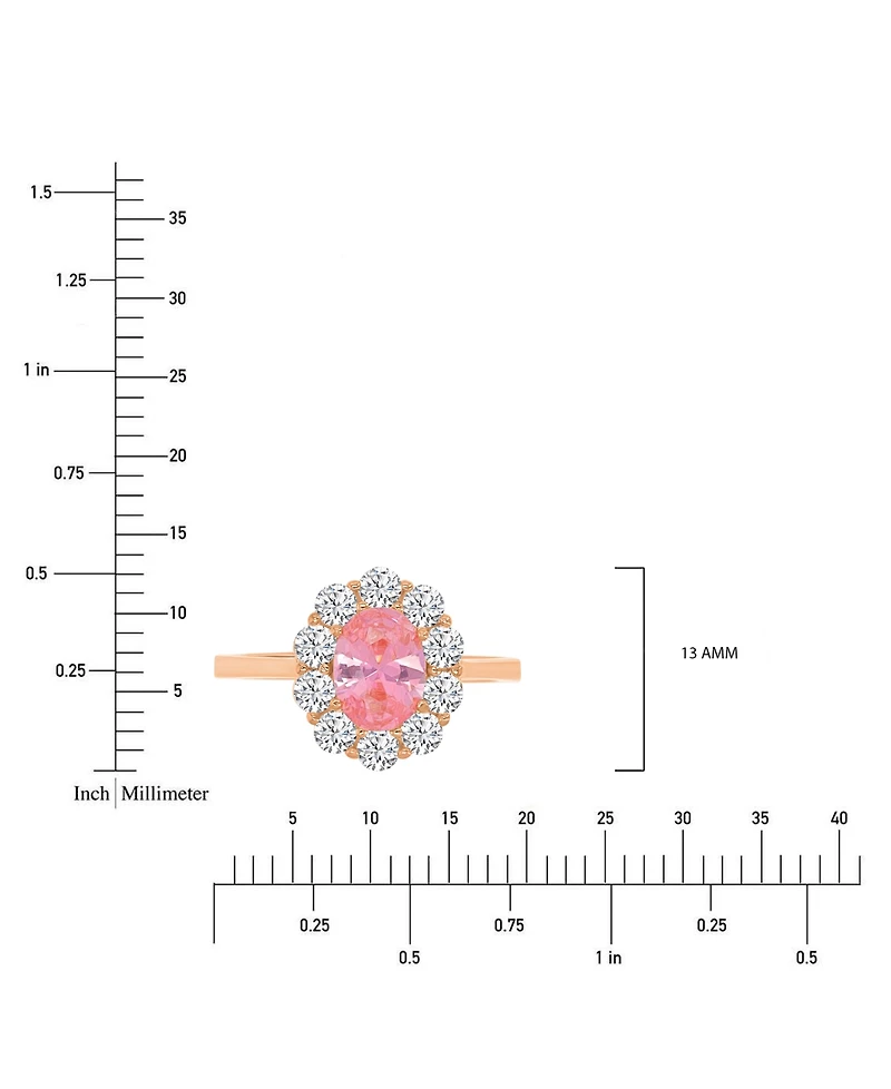 Lab-Created Morganite (2-1/20 ct. t.w.) & Cubic Zirconia Halo Ring 14k Rose Gold-Plated Sterling Silver