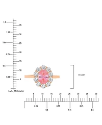 Lab-Created Morganite (2-1/20 ct. t.w.) & Cubic Zirconia Halo Ring 14k Rose Gold-Plated Sterling Silver