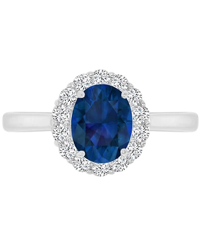 Red & White Cubic Zirconia Oval Halo Ring Sterling Silver