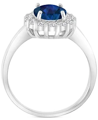 Red & White Cubic Zirconia Oval Halo Ring Sterling Silver