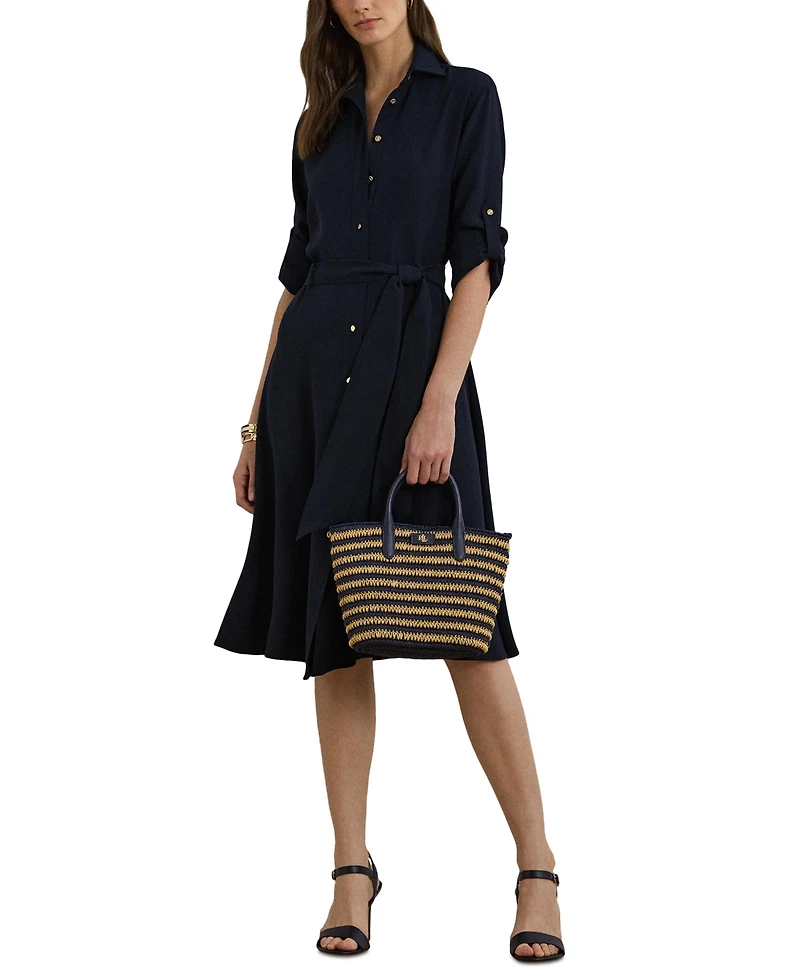 Lauren Ralph Lauren Striped Straw Brie Tote Bag