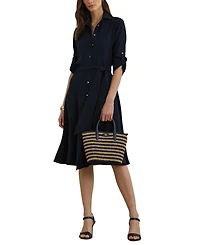 Lauren Ralph Lauren Striped Straw Brie Tote Bag