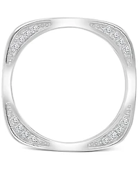 Cubic Zirconia Square Style Accented Band Sterling Silver