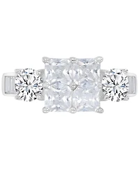 Cubic Zirconia Mixed Cut Quad Cluster Bridal Set Sterling Silver