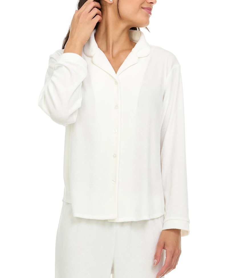 Flora by Flora Nikrooz Women's Addie Printed Velour Long Sleeve Pajama Set