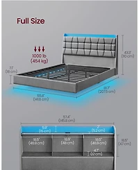 Slickblue Queen Size Floating Bed Frame with Led Lights and Built-In Charging Station for Modern Convenience