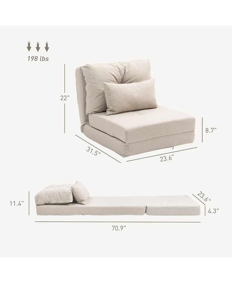Homcom Convertible Chair, Floor Lazy Sofa with Adjustable Backrest,