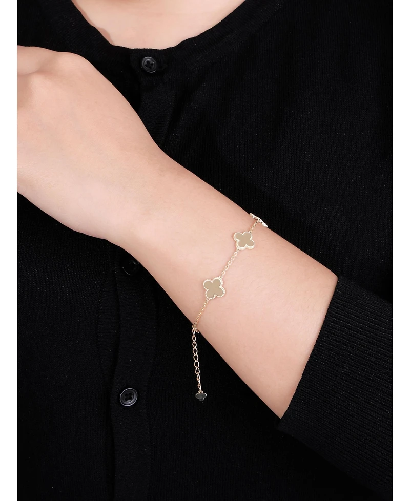 Devata Clover Chain Bracelet in 14K Gold, 6.5 in adj to 7.5 in, approx. 4.7 grams
