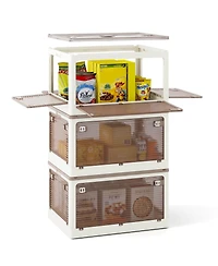 3 Pack Stackable Storage Bins with Lids 54 Gallon Collapsible Plastic Container Box