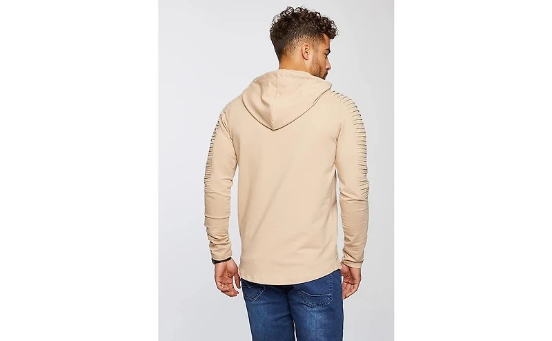 Leif Nelson LN6369 Men's Light Hooded Sweatshirt M, Beige
