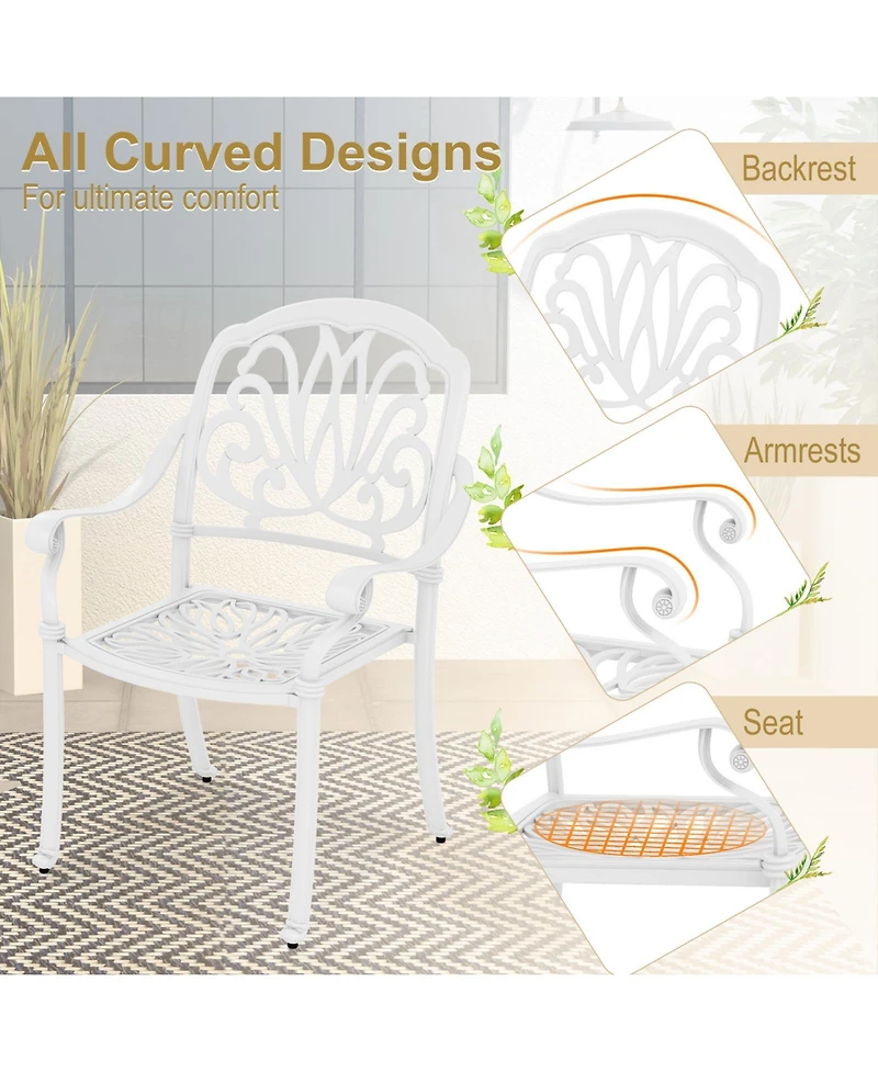 Gouun 2 Pieces Patio Cast Aluminum Dining Chairs with Armrests