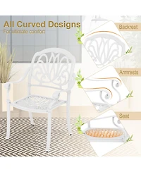 Gouun 2 Pieces Patio Cast Aluminum Dining Chairs with Armrests