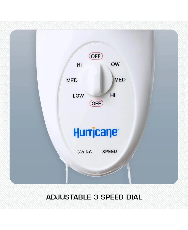 Hurricane Supreme 12 Inch Oscillating 3 Speed Portable Wall Mount Fan, White