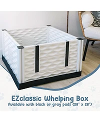 EZwhelp EZclassic 28" x 28" Puppy Dog Whelping Box Playpen w/Rails & Liner, Gray