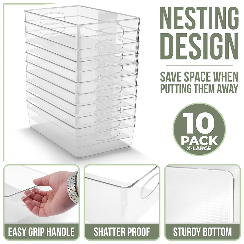 Sorbus 10 Pack Extra Large Clear Plastic Storage Bins with Handle