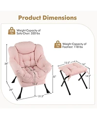 Gouun Modern Accent Chair with Folding Footrest and Head Pillow