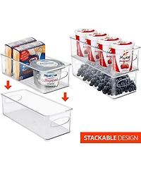 Sorbus 2 Pack Narrow Stackable Clear Storage Bins with Handles- for Kitchen Pantry, Freezer & Fridge Organization